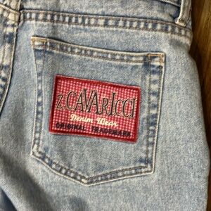 Z. Cavaricci Blue Denim High Rise Jeans with Red Gingham Patch